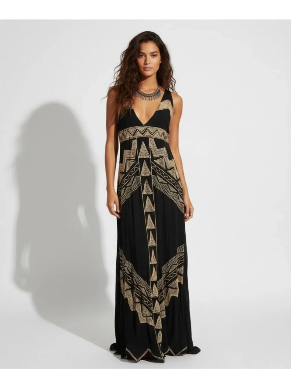 RARE VTG NWOT Free People Jen’s Pirate Booty Black Embroidered Maxi Dress | Boho - Picture 1 of 16